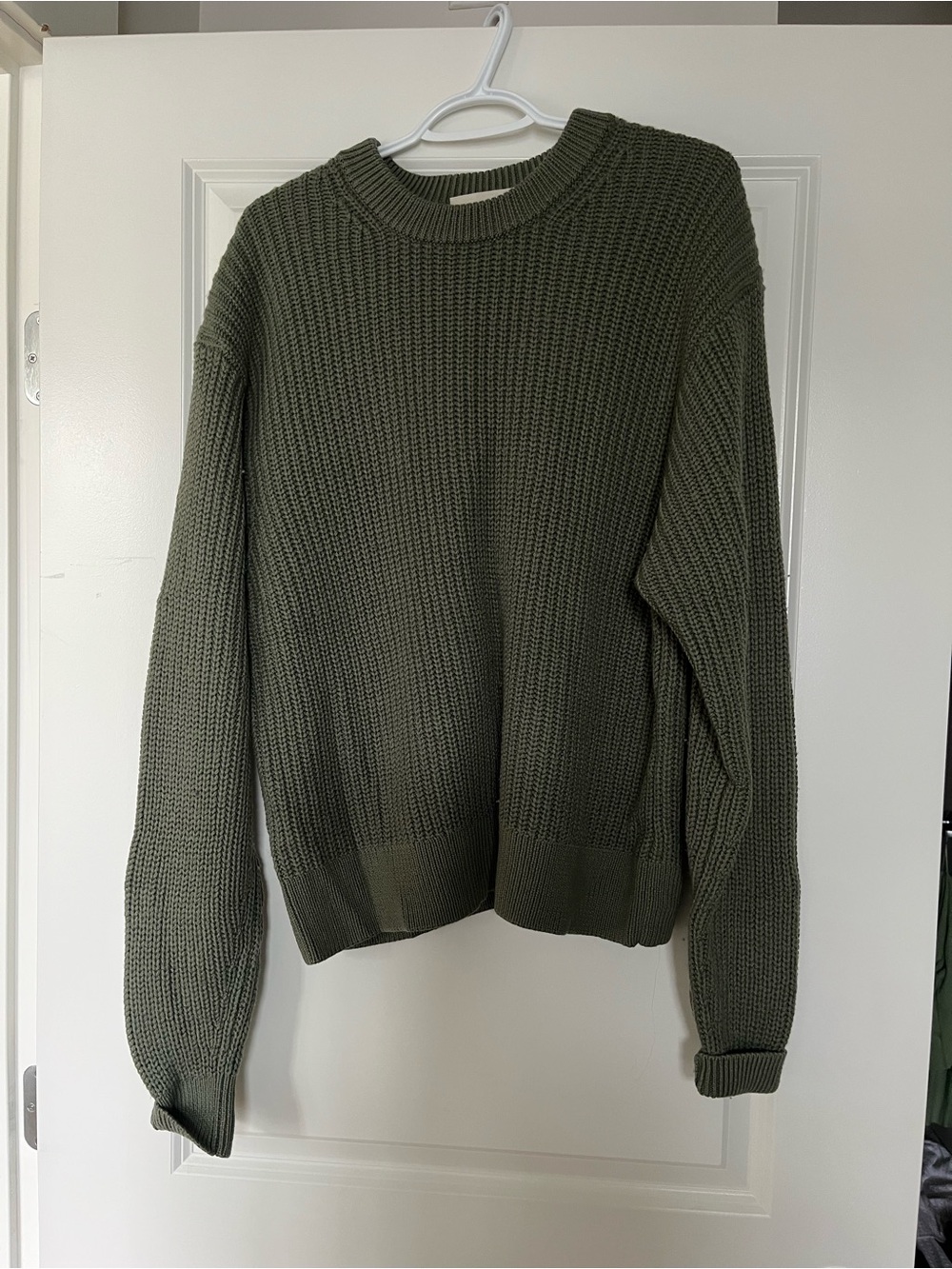 Aritzia Olive Green Ribbed Crewneck Sweater